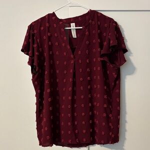 Women's Burgundy Textured Top